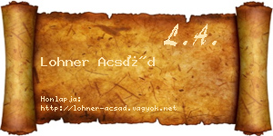 Lohner Acsád névjegykártya